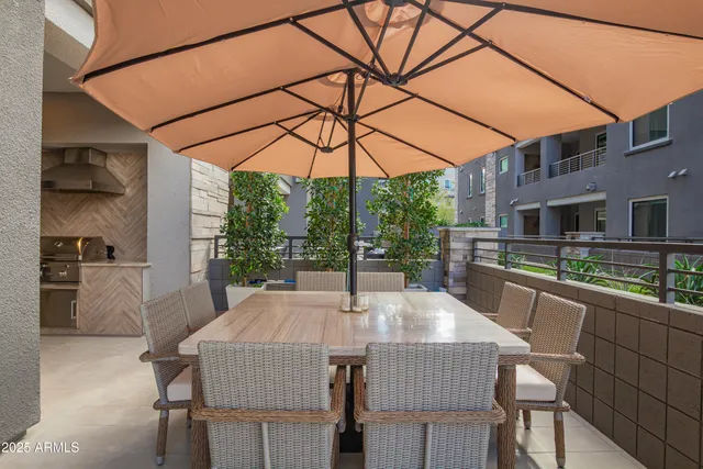 a outdoor view with a sitting space