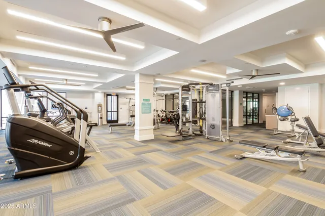 a view of a room with gym equipment
