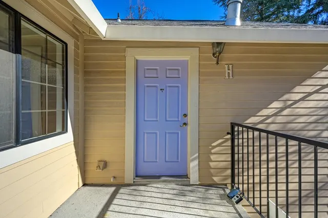 a view of wooden door