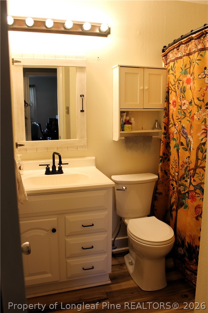2038 Dunn Road Eastover, NC 28312 - Photo 21 of 29 a bathroom with a sink a mirror and a toilet