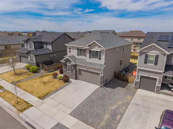 an aerial view of a house
