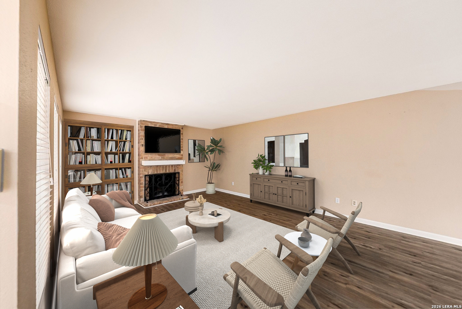 7711 Callaghan Road, Unit 805 San Antonio, TX 78229 - Photo 3 of 33 a living room with furniture a fireplace and a flat screen tv