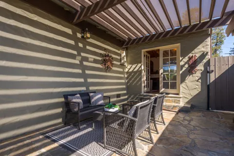 a view of outdoor space with seating space