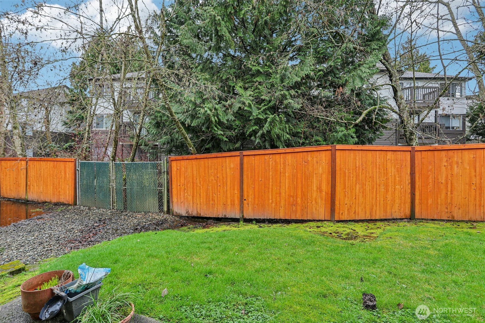 412 Center Road, Unit A1 Everett, WA 98204 - Photo 20 of 23 a view of backyard with large tree and wooden fence