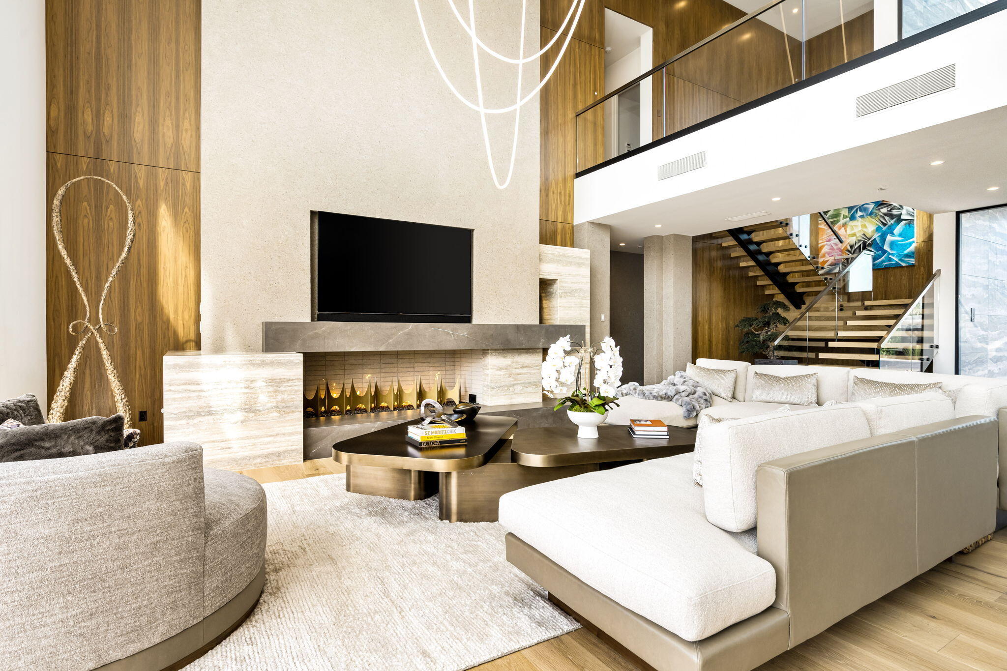 53675 Pike Place La Quinta, CA 92253 - Photo 4 of 12 a living room with fireplace furniture and a flat screen tv