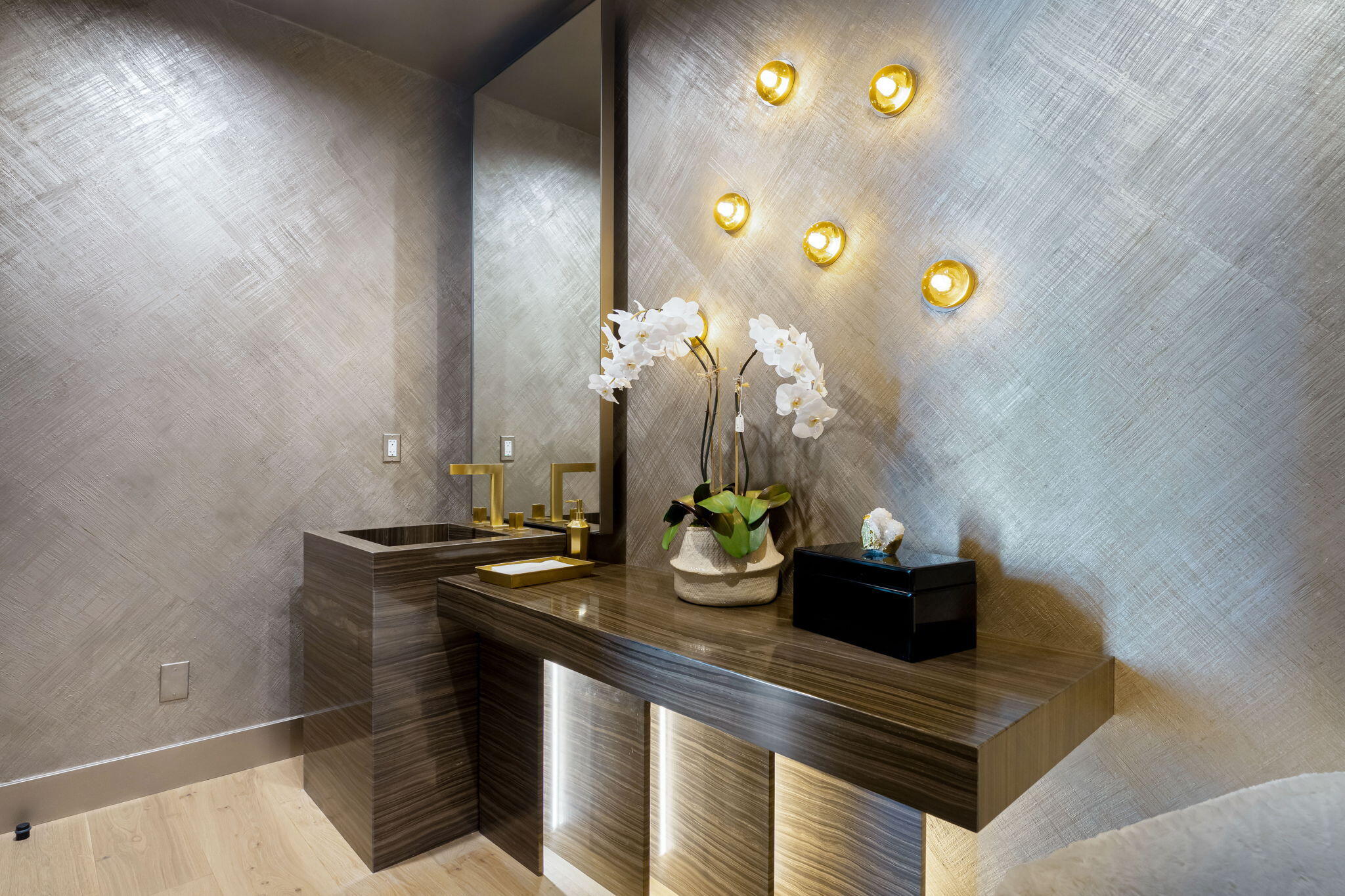 53675 Pike Place La Quinta, CA 92253 - Photo 9 of 12 a kitchen with a sink and a stove with wooden floor