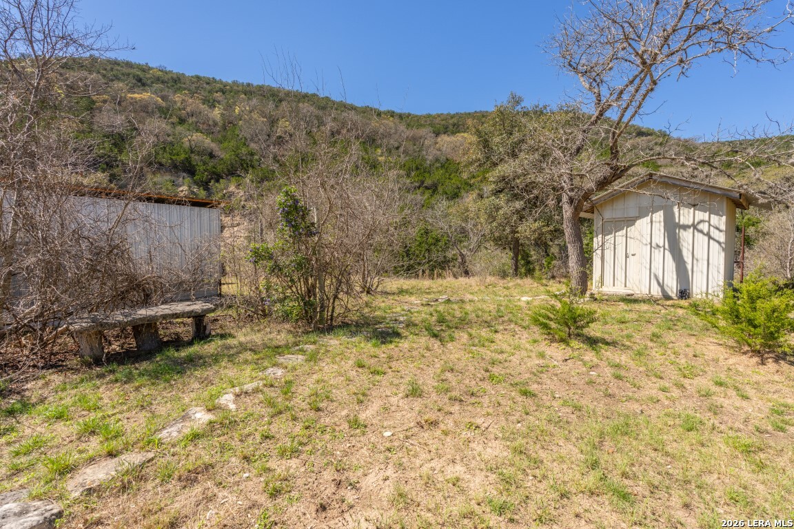 3655 North Seco Creek Road Medina, TX 78055 - Photo 6 of 45 a view of a backyard with plants and large trees