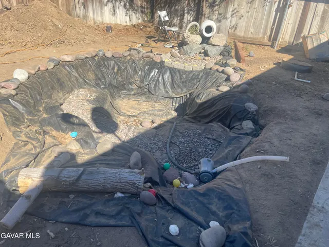 a view of roof with wooden floor