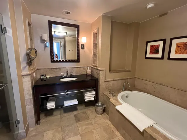 a bathroom with a sink and a bathtub