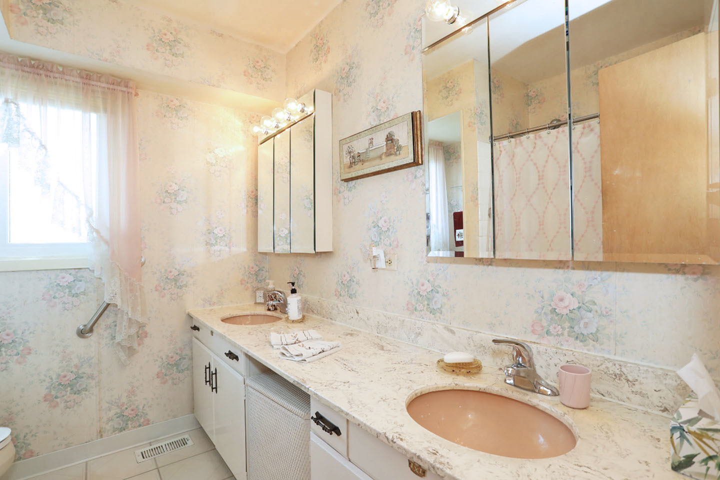 645 South Ardmore Avenue Addison, IL 60101 - Photo 17 of 28 a bathroom with a granite countertop sink a mirror and a shower