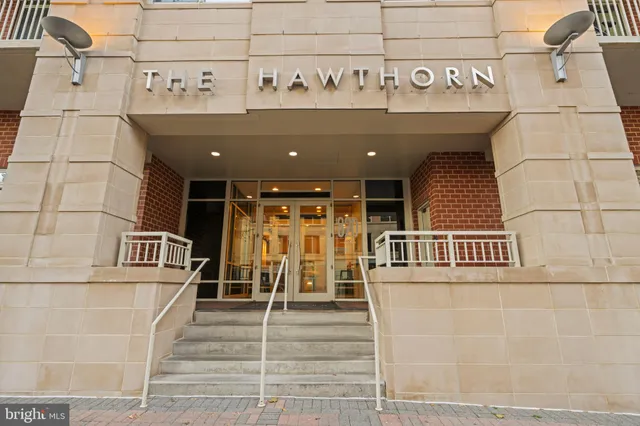 a front view of a building with glass door