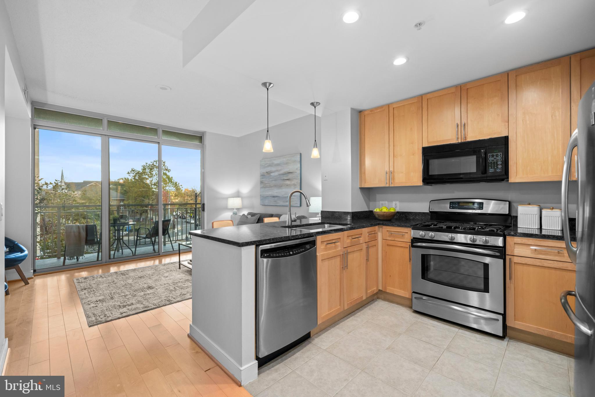 820 North Pollard Street, Unit 307 Arlington, VA 22203 - Photo 4 of 29 a kitchen with stainless steel appliances granite countertop a stove and a sink