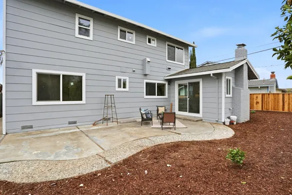 a front view of a house with patio