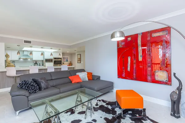 a living room with furniture and a couch