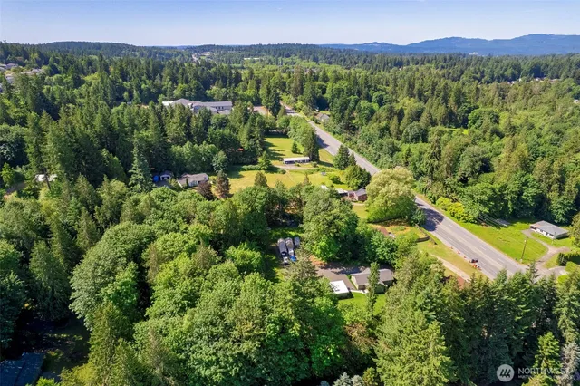 a view of a house with a big yard and a large tree