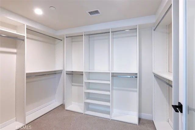 a view of an empty walk in closet