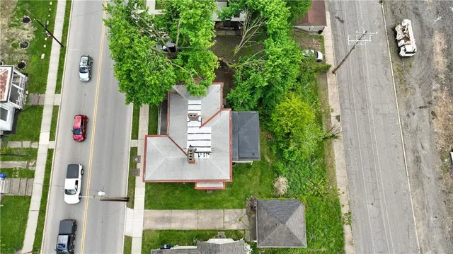 an aerial view of multiple house
