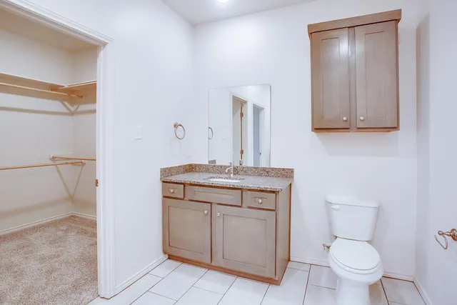 a bathroom with a toilet a sink and mirror