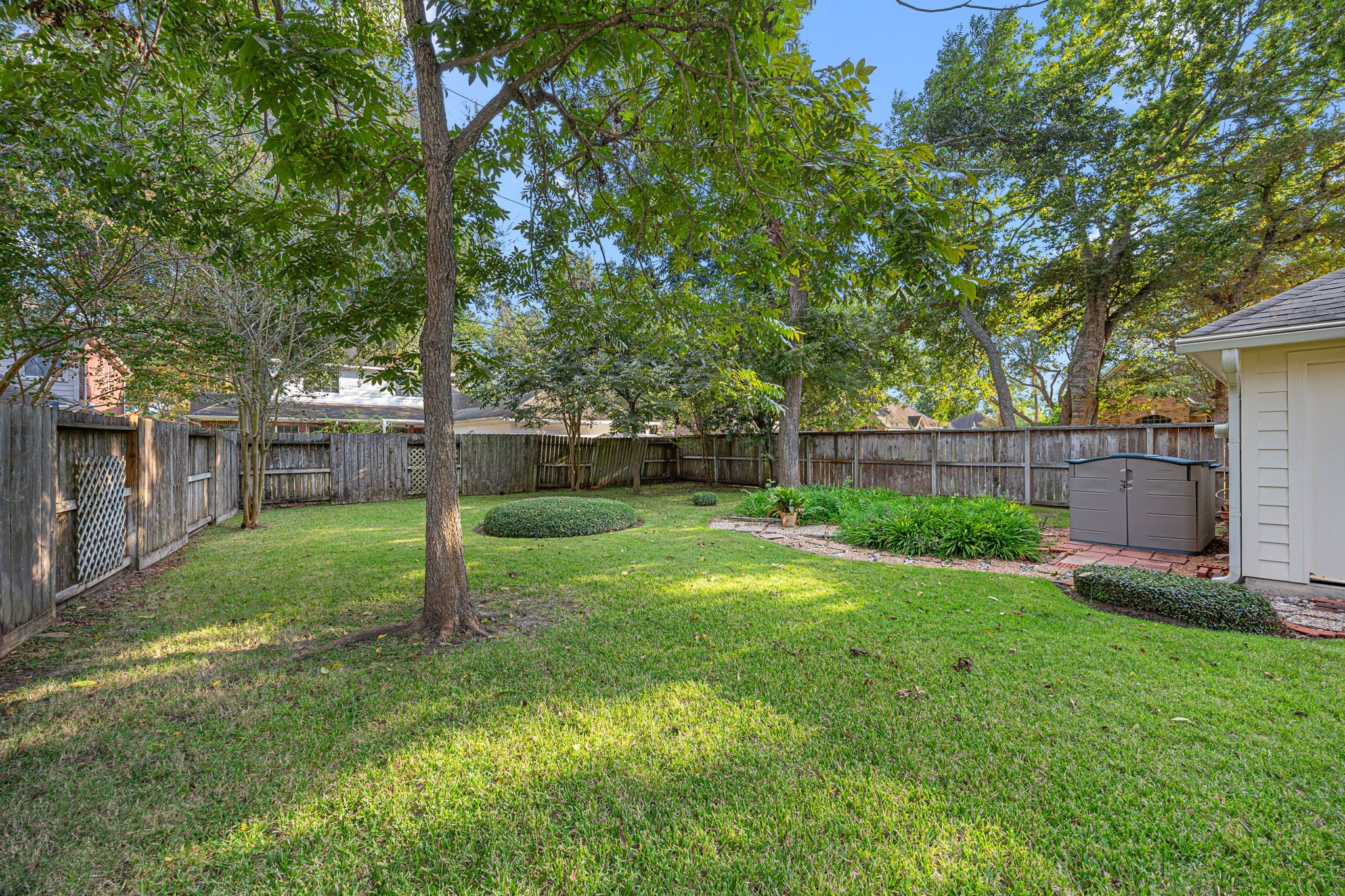 1102 Wood Fern Drive Sugar Land, TX 77479 - Photo 30 of 43 a view of a backyard with a tree