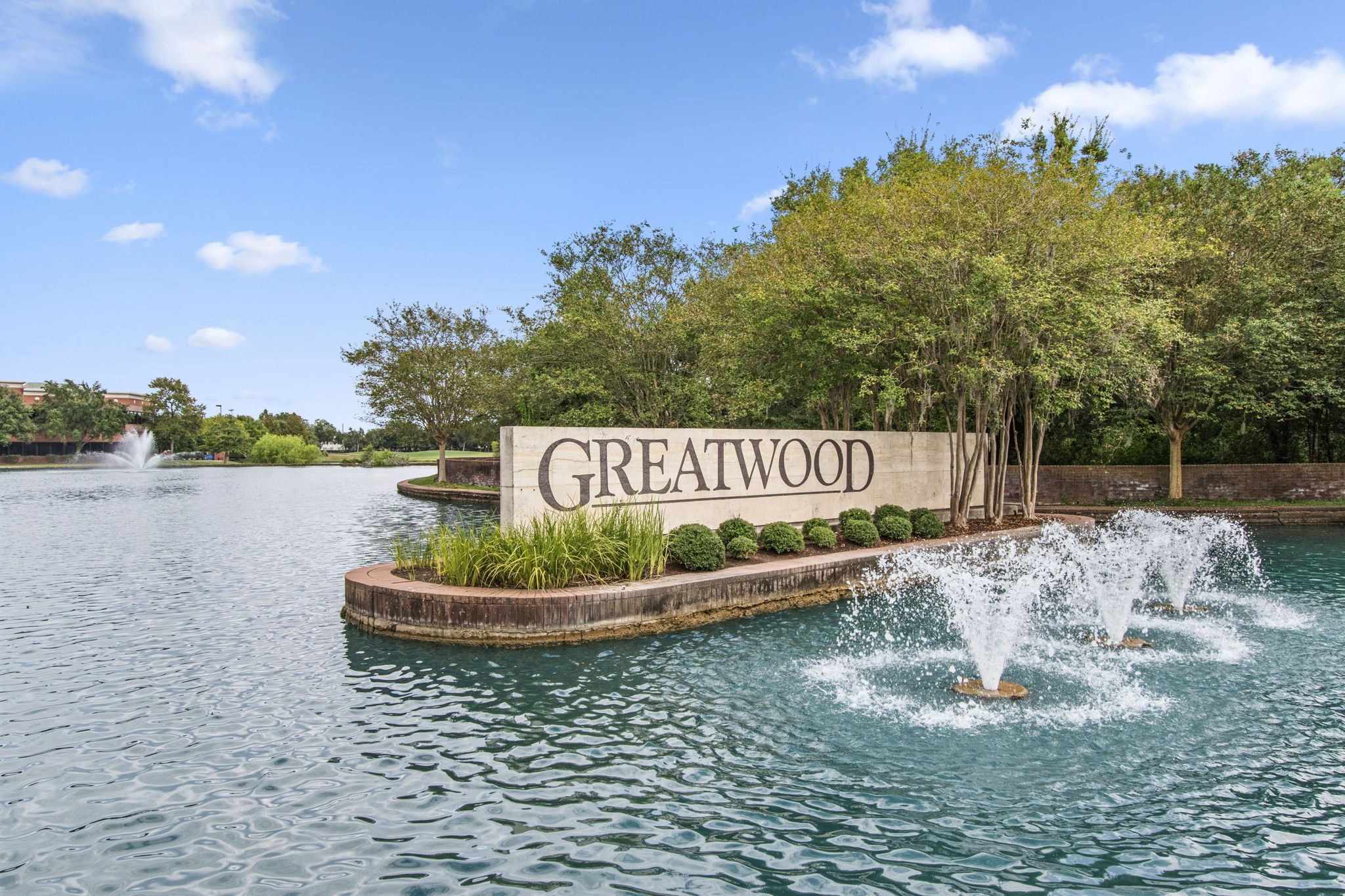 1102 Wood Fern Drive Sugar Land, TX 77479 - Photo 35 of 43 a view of a swimming pool with a fountain and a lake view
