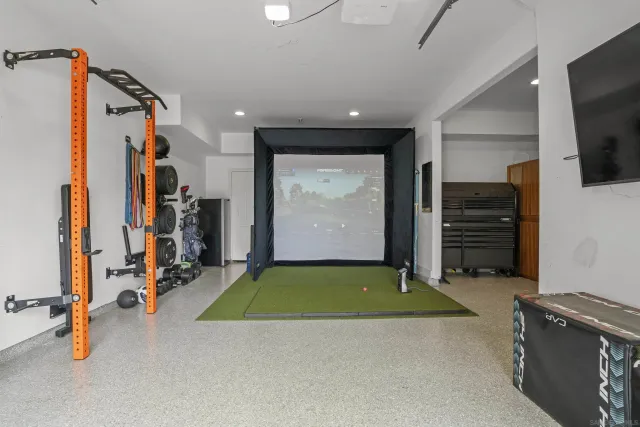 a view of a room with gym equipment