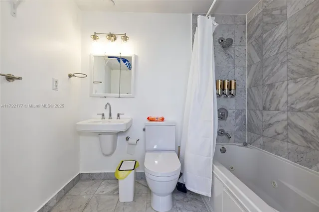 a bathroom with a bathtub