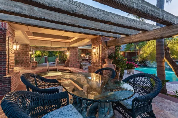 a backyard of a house with lots of green space