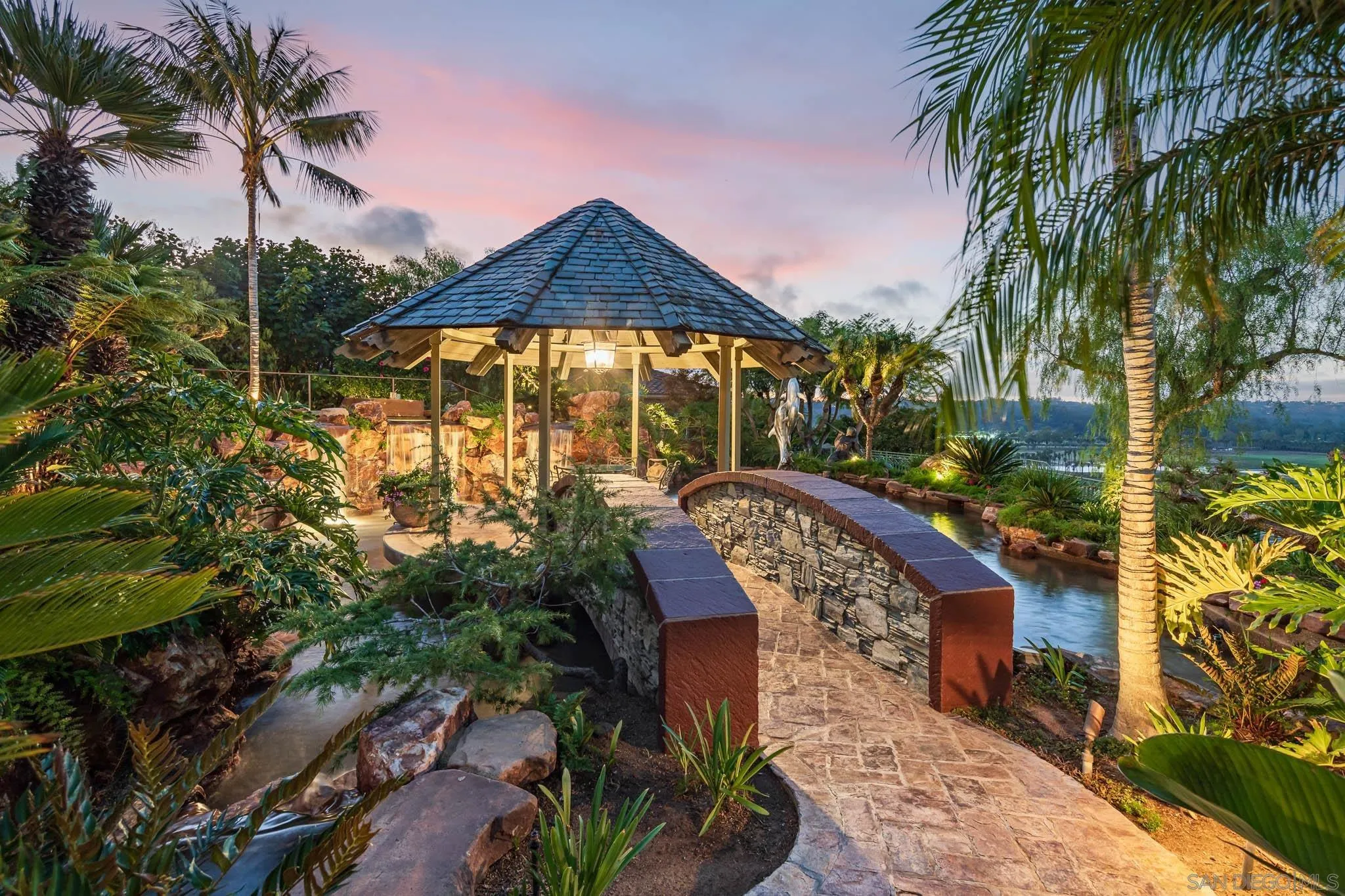 5893 Winland Hills Drive Rancho Santa Fe, CA 92067 - Photo 36 of 41 a view of a yard with a fountain