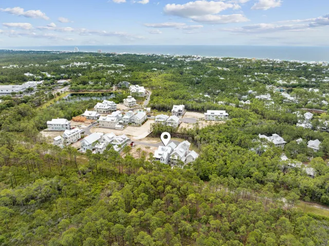 a view of a lake with houses