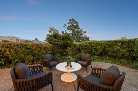 a outdoor view with a sitting space