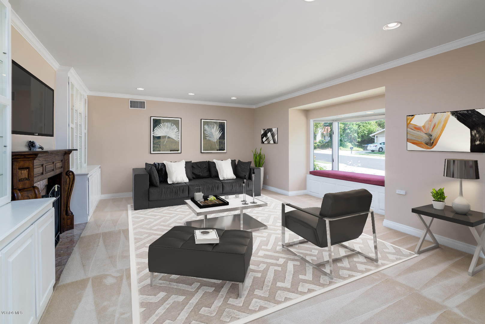 18932 Olympia Street Porter Ranch, CA 91326 - Photo 5 of 39 a living room with furniture a flat screen tv and a window