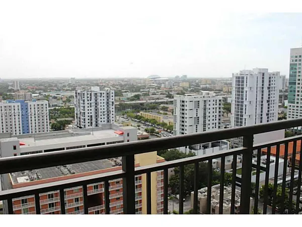 a view of city from a balcony