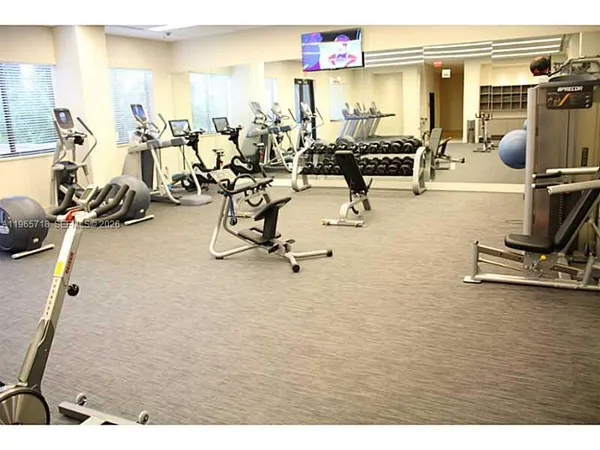 a view of a room with gym equipment