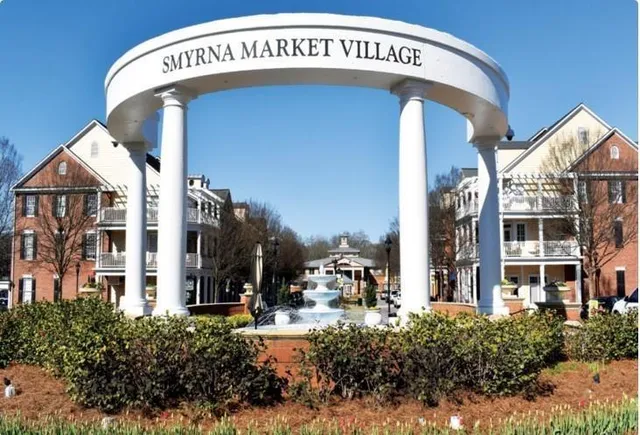 a view of a building with a sign board