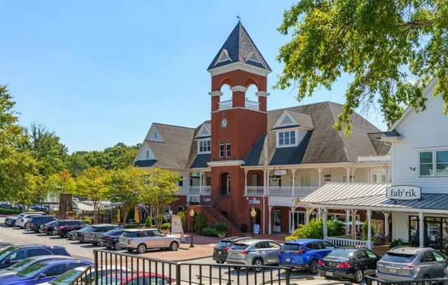 a front view of a building with street view