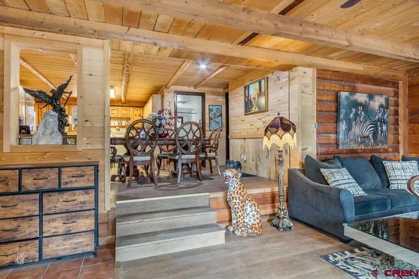 a living room with furniture
