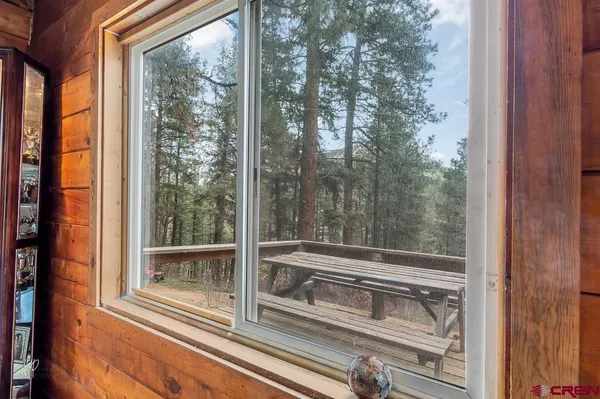a view of a glass door