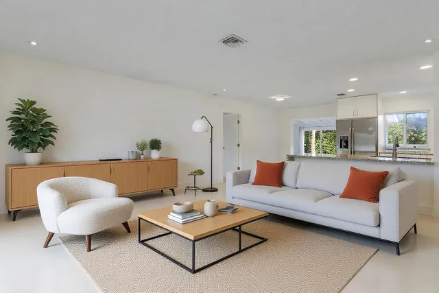 a living room with furniture