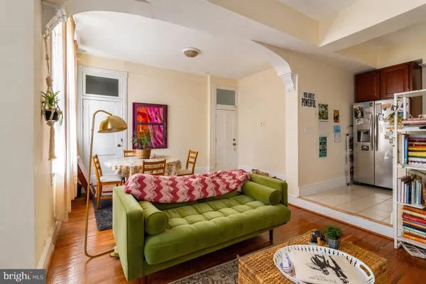 a bedroom with furniture and a bed