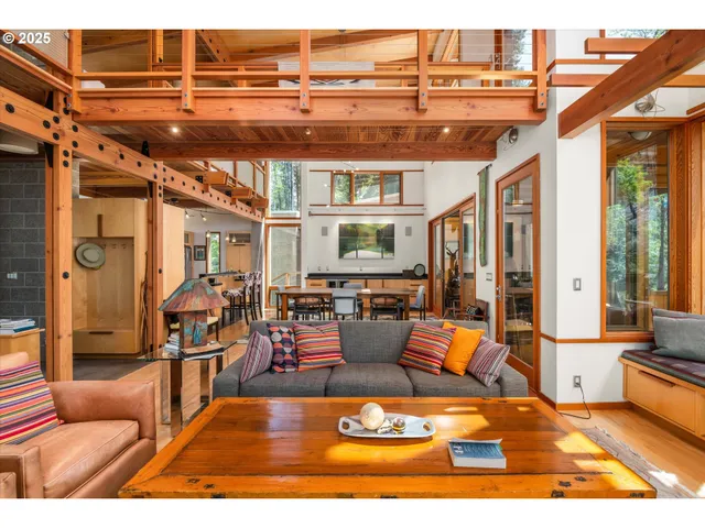 a outdoor living space with furniture and a rug