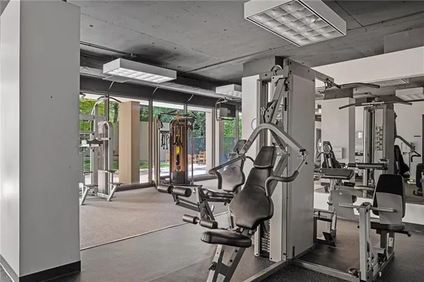 a view of a room with gym equipment