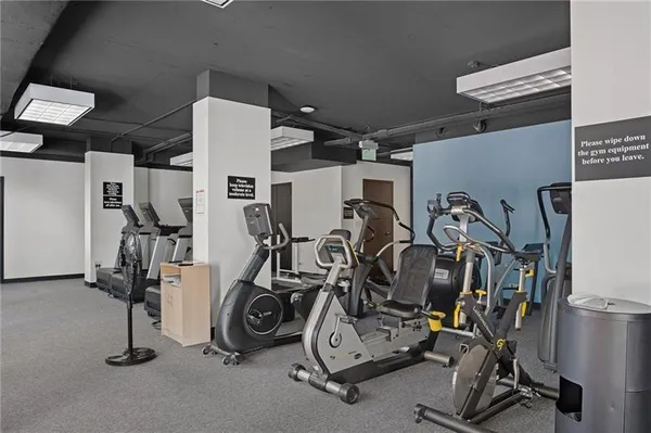 a view of a room with gym equipment