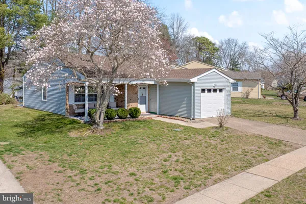 a view of a house with a yard and large tree