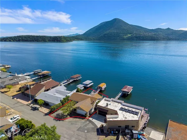 a view of ocean and mountain