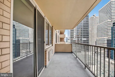 a view of a balcony with a couch