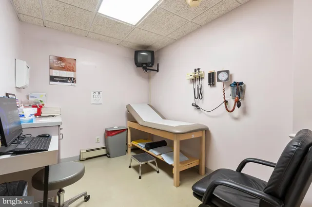 a room with a workspace