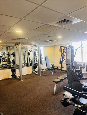 a view of a room with gym equipment