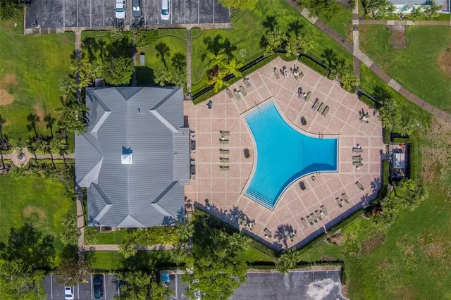 an aerial view of a house