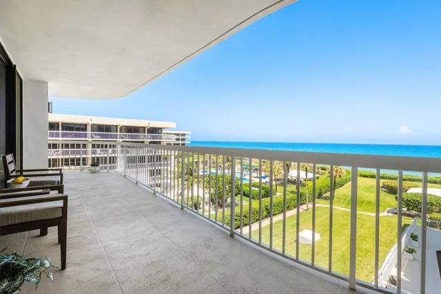 a view of balcony with ocean view