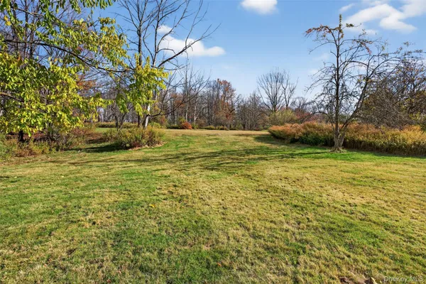 a view of a yard with a house